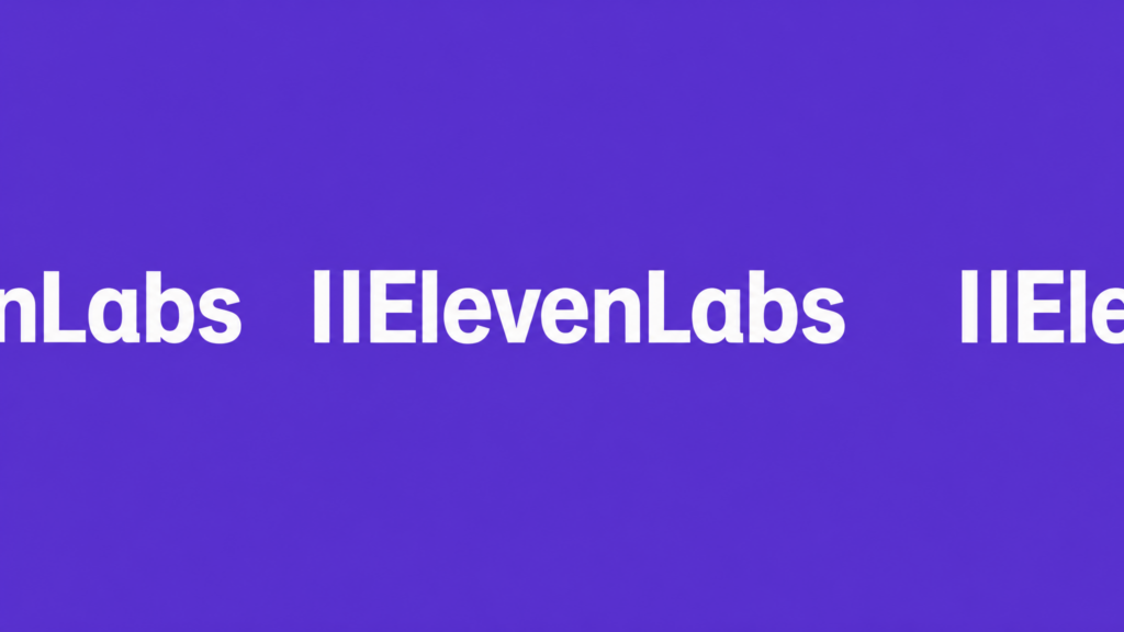Το λογότυπο της ElevenLabs δίπλα σε κυματομορφή ήχου σε οθόνη